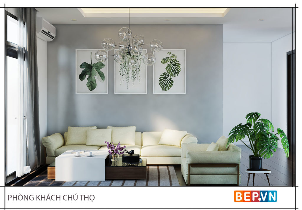 bo sofa hien dai ket hop voi buc tranh treo tuong don gian nhe nhang