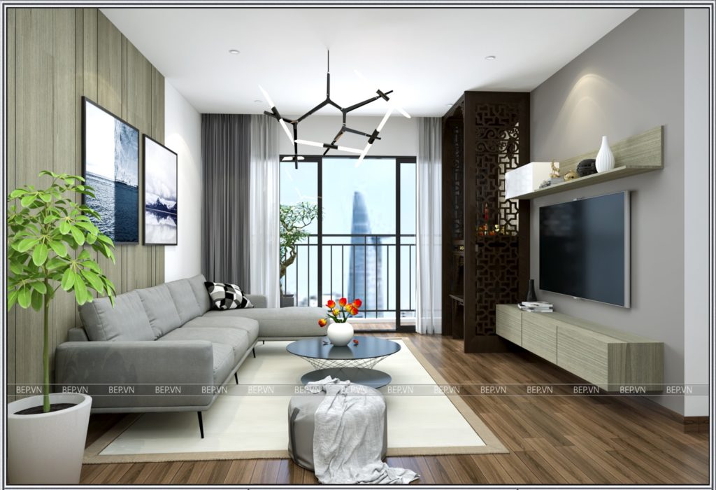 thiết kế nội thất phòng khách đơn giản, hiện đại