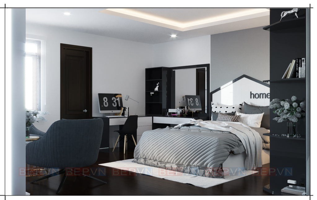 thiết kế nội thất phòng ngủ con gái