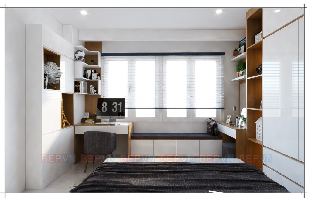 thiết kế phòng ngủ chung cư hiện đại