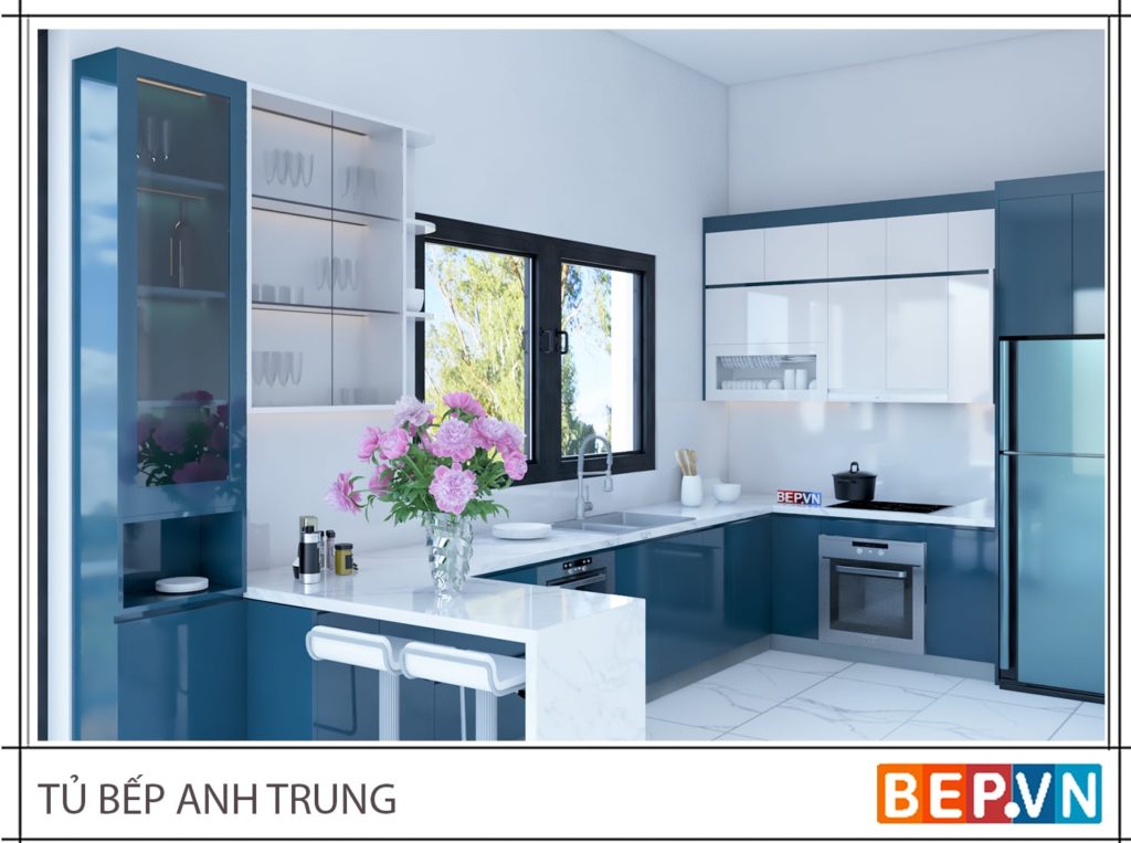 Mau noi that tu bep hien dai noi bat cua chat lieu acrylic bong guong