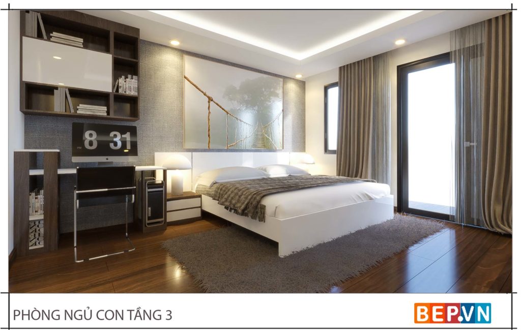thiết kế phòng ngủ có thêm cửa dốn ánh nắng tự nhiên
