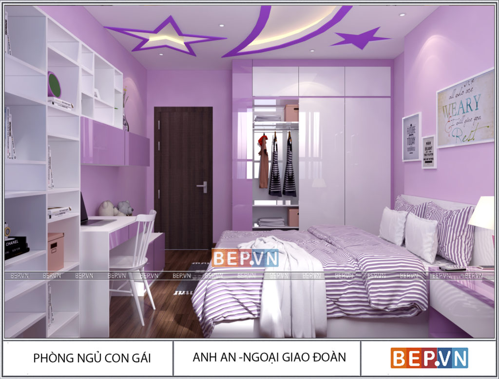 thiết kế nội thất phòng ngủ cho bé gái ngọt ngào, độc đáo