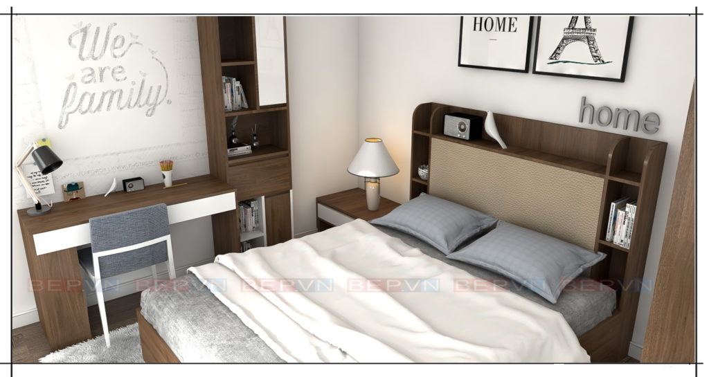 Màu sắc được lựa chọn hài hòa mang đến cho thiết kế phòng ngu đẹp