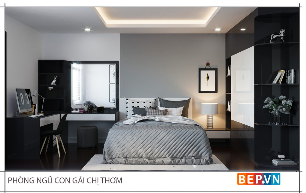Thiết kế phòng ngủ cá tính với ba gam màu làm chủ đạo