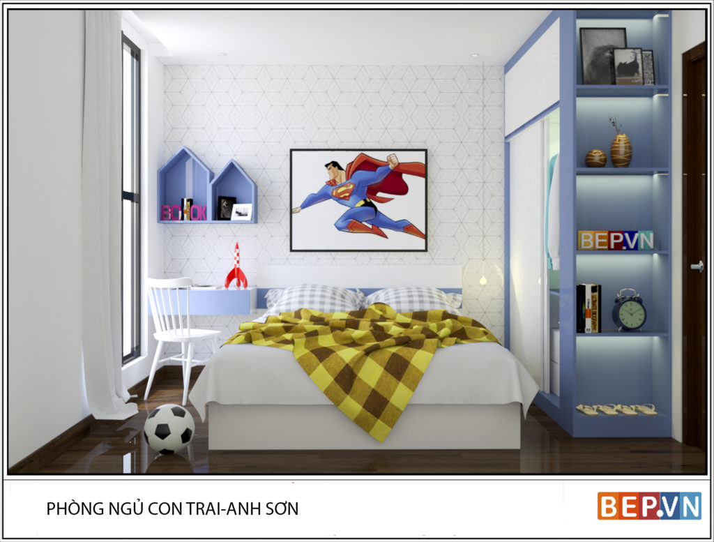 Phòng ngủ dành cho bé trai với màu sắc tươi mới