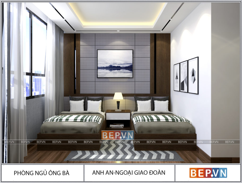 Thiết kế phòng ngủ ông bà giản dị, mộc mạc