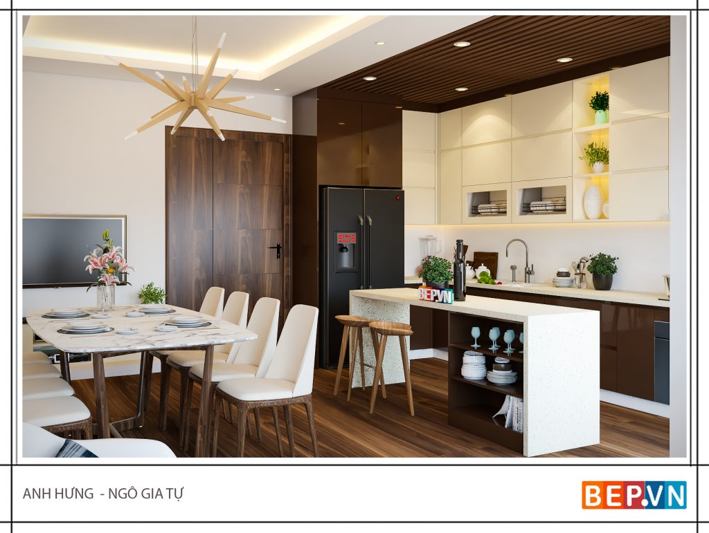 Thiết kế tủ bếp chữ i hiện đại gia đình anh Hưng Thiết kế tủ bếp chữ i hiện đại gia đình anh Hưng
