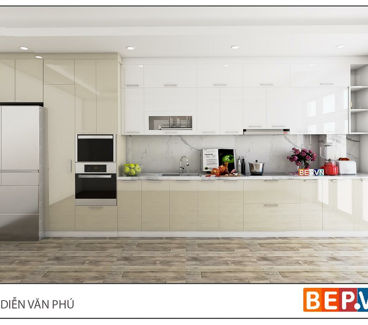 Tủ bếp Acrylic chữ I gia đình anh Diễn.