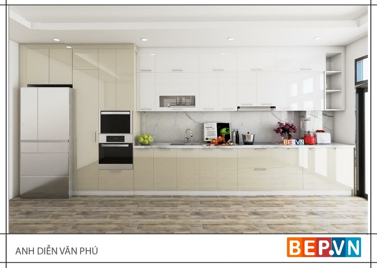 Tủ bếp Acrylic chữ I gia đình anh Diễn.