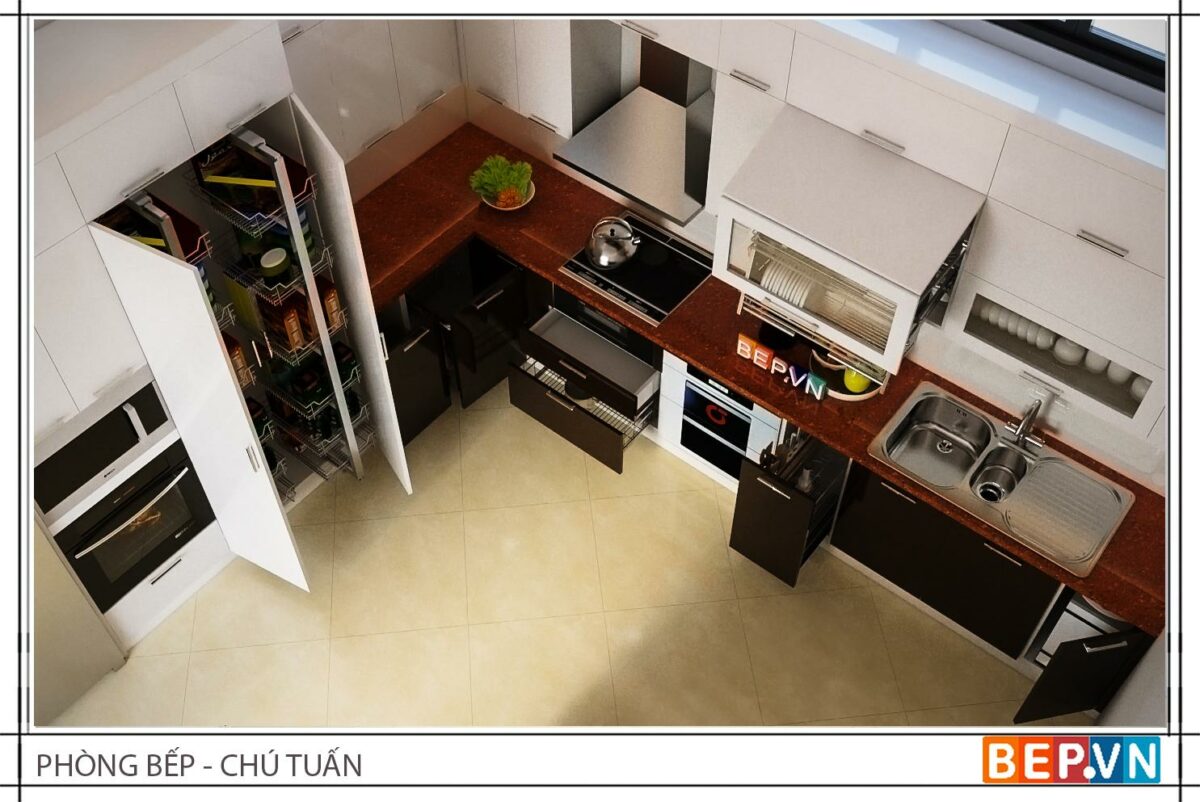 Tủ bếp đảo gia đình chú Tuấn - Hình ảnh 3