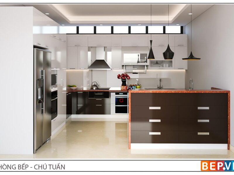 Tủ bếp đảo gia đình chú Tuấn