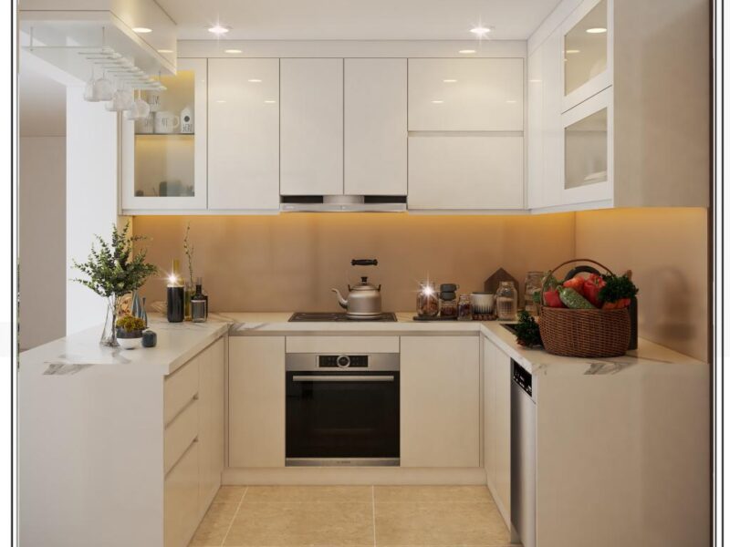 Tủ bếp Acrylic chữ U gia đình anh Trung - Bà Triệu