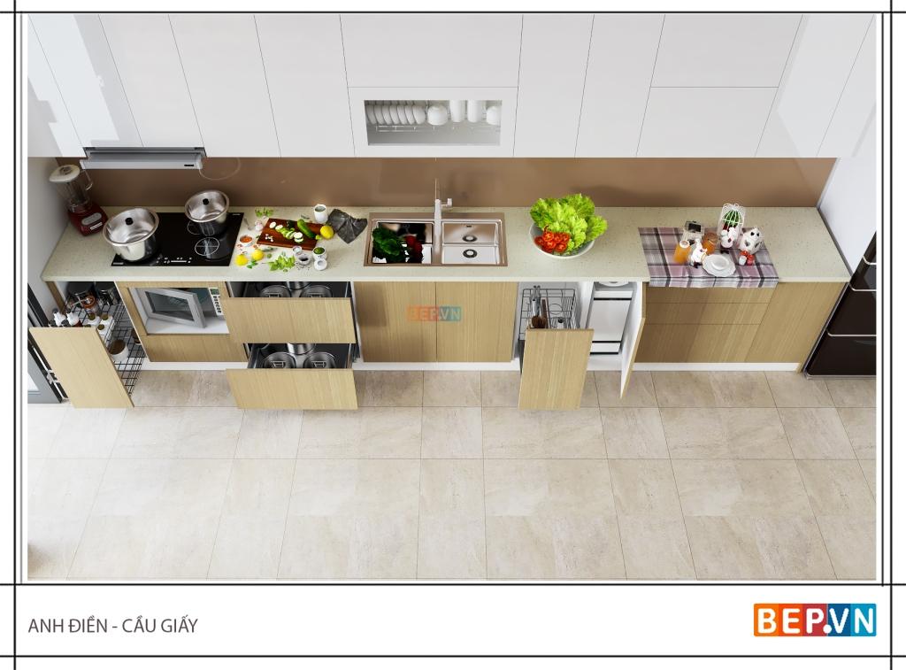 thiết kế tủ bếp Melamine đẹp hiện đại
