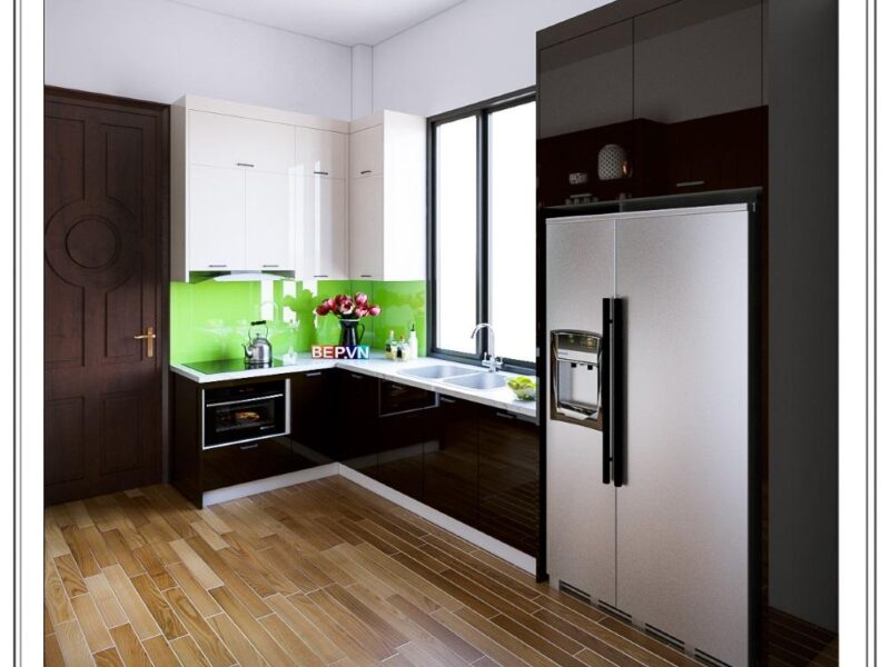 Tủ bếp Acrylic chữ L gia đình chị Yến
