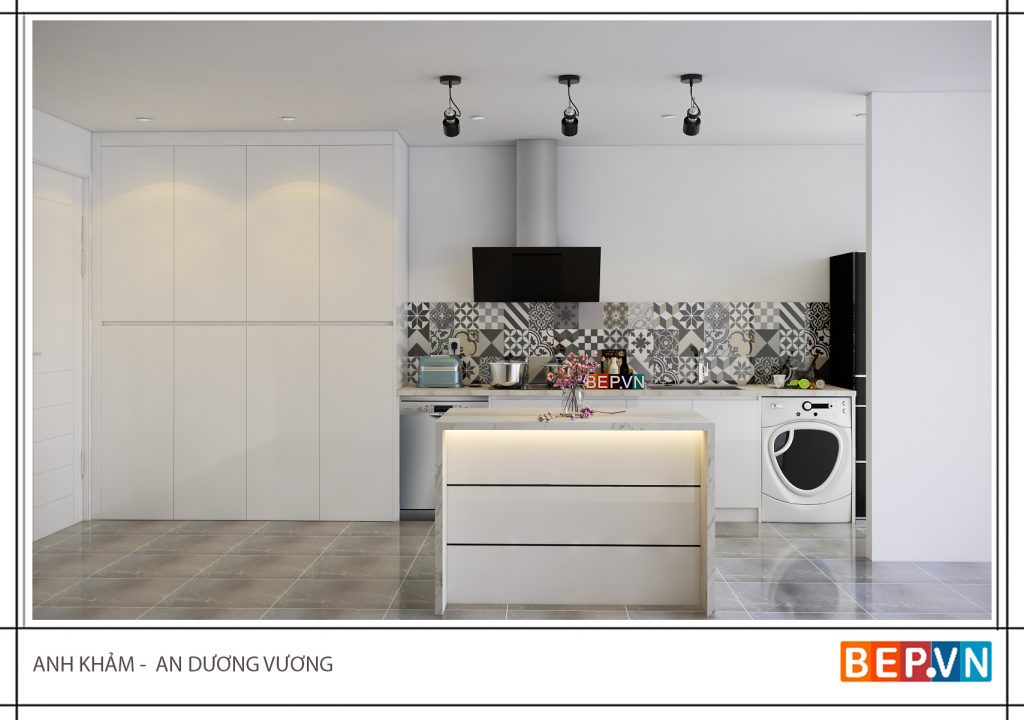 Thiết kế tủ bếp chữ i đẹp mê ly