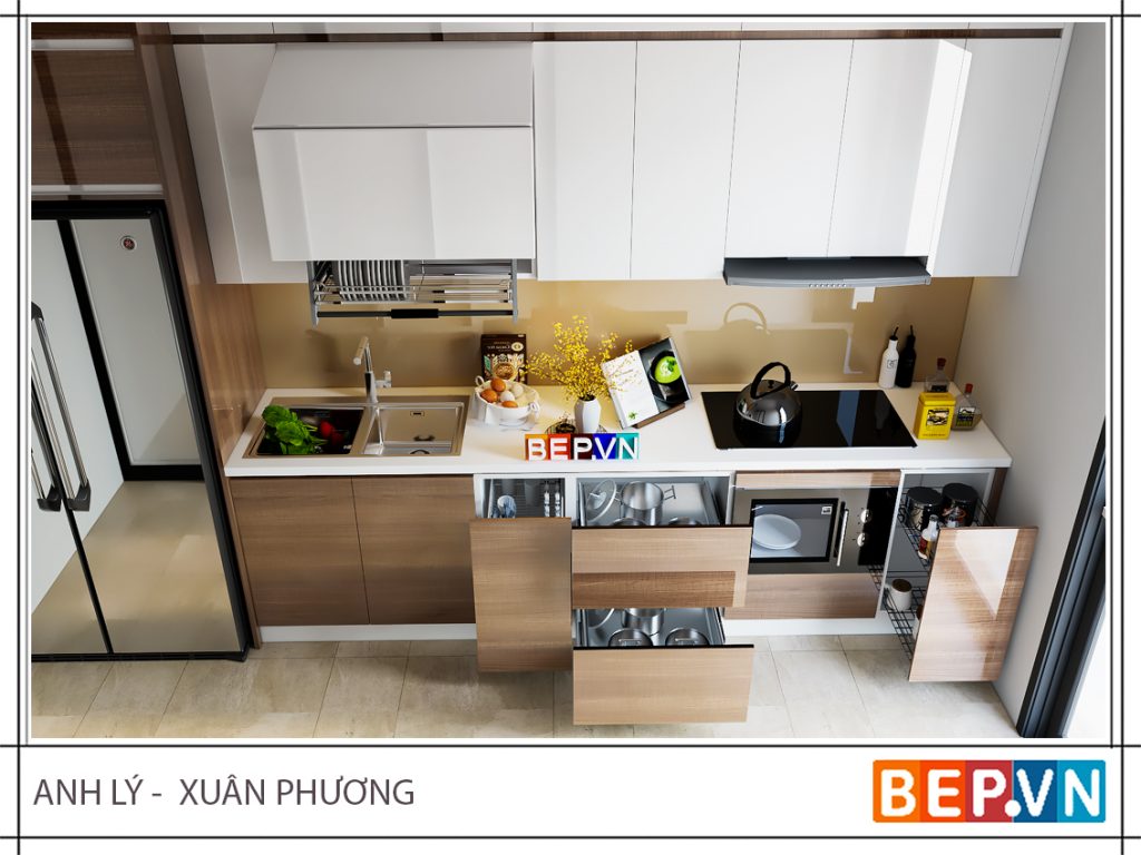 Thiết kế tủ bếp chữ i đẹp mê ly