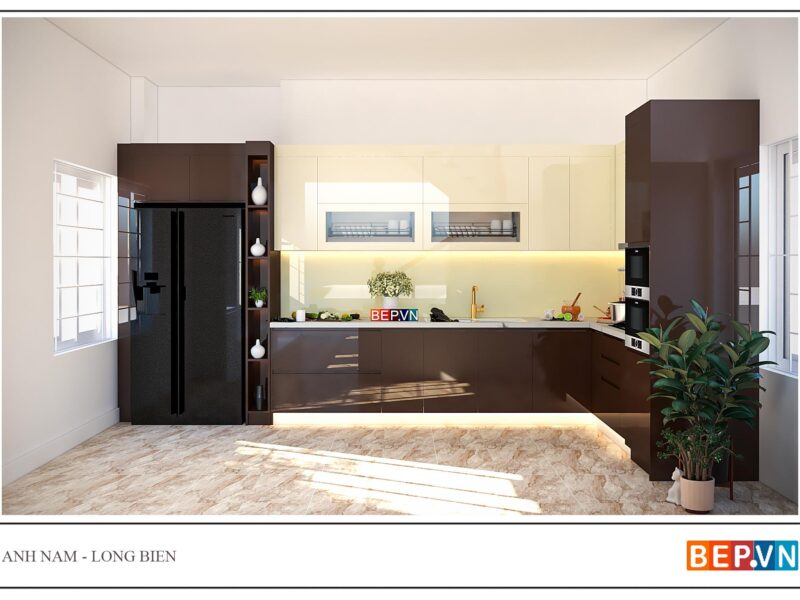 Thiết kế tủ bếp chữ L - Anh Nam Long Biên
