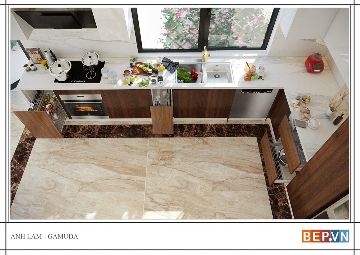 Thiết kế tủ bếp chữ L - Anh Lâm Gamuda - Hình ảnh 4