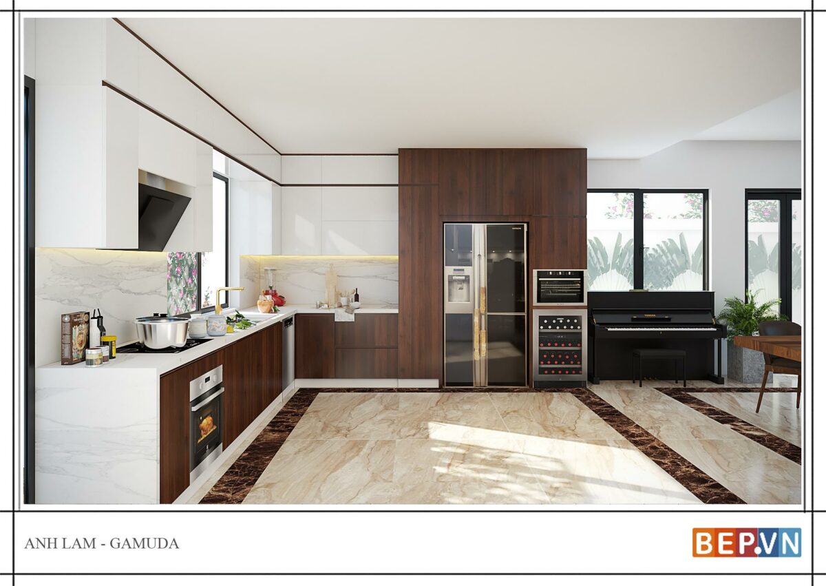 Thiết kế tủ bếp chữ L - Anh Lâm Gamuda - Hình ảnh 3