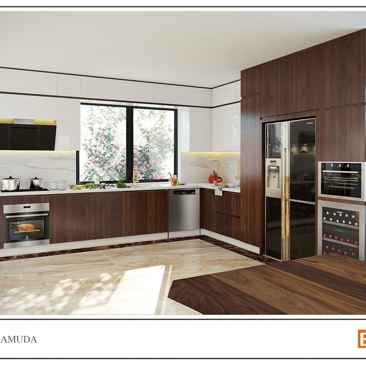 Thiết kế tủ bếp chữ L - Anh Lâm Gamuda