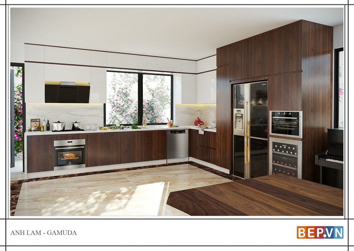 Thiết kế tủ bếp chữ L - Anh Lâm Gamuda
