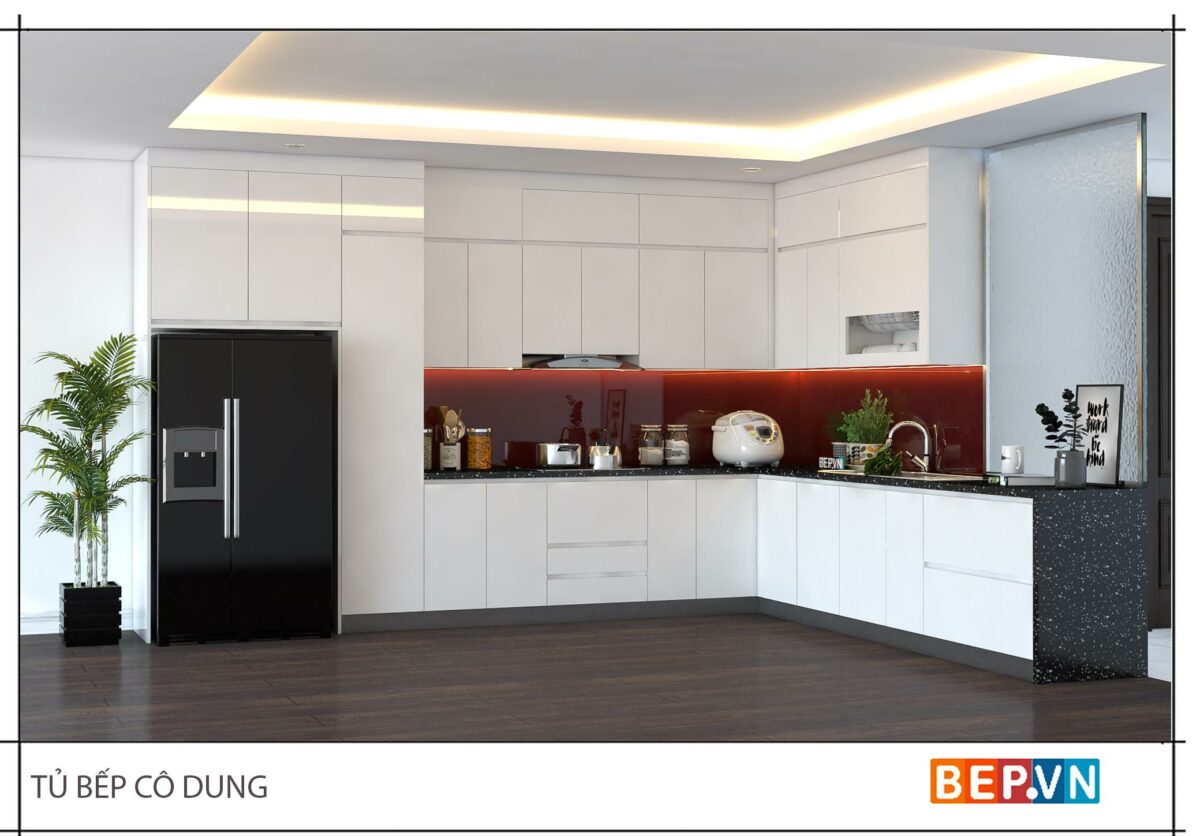 Thiết kế tủ bếp chữ L đẹp tinh tế gia đình cô Dung - Thượng Đình - Hình ảnh 5