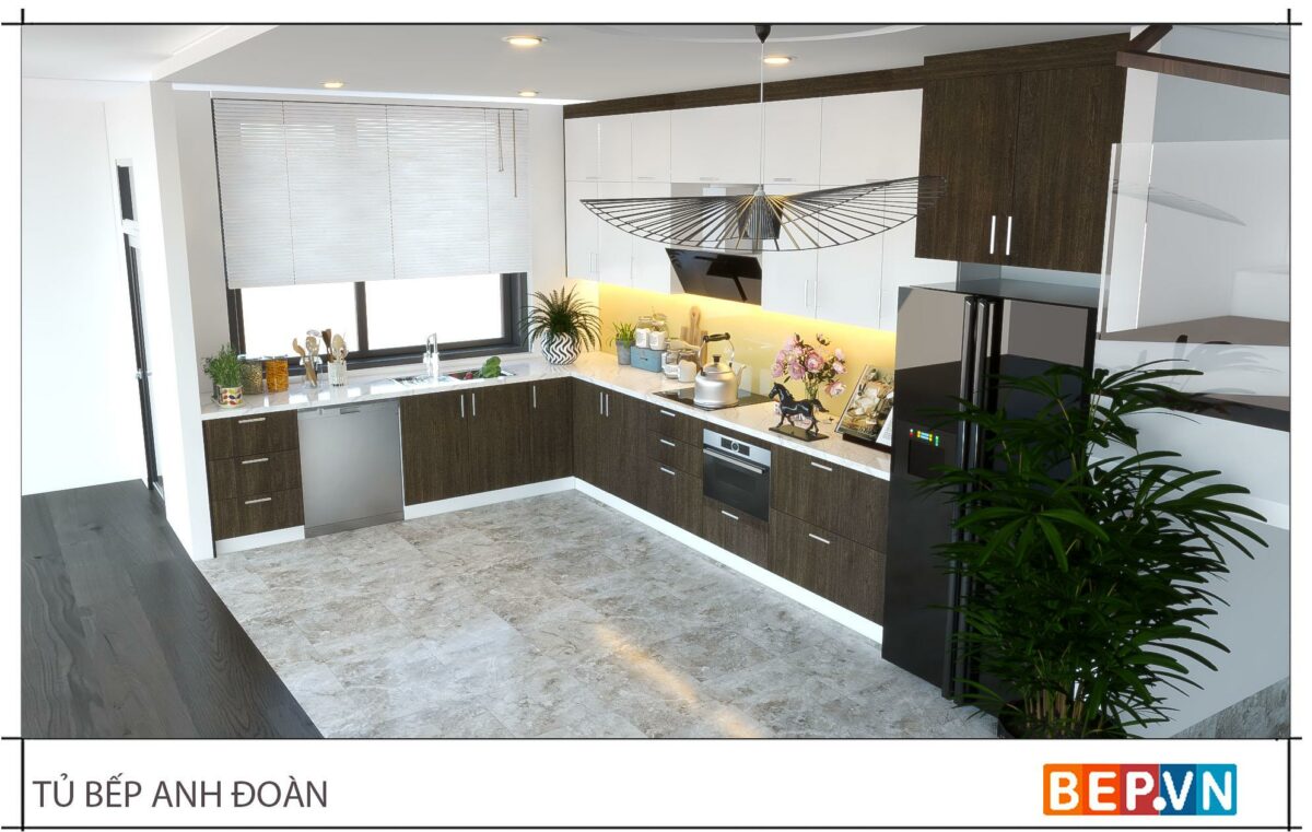 Thiết kế tủ bếp chữ L hiện đại nhà anh Đoàn - Phủ Lý - Hình ảnh 4