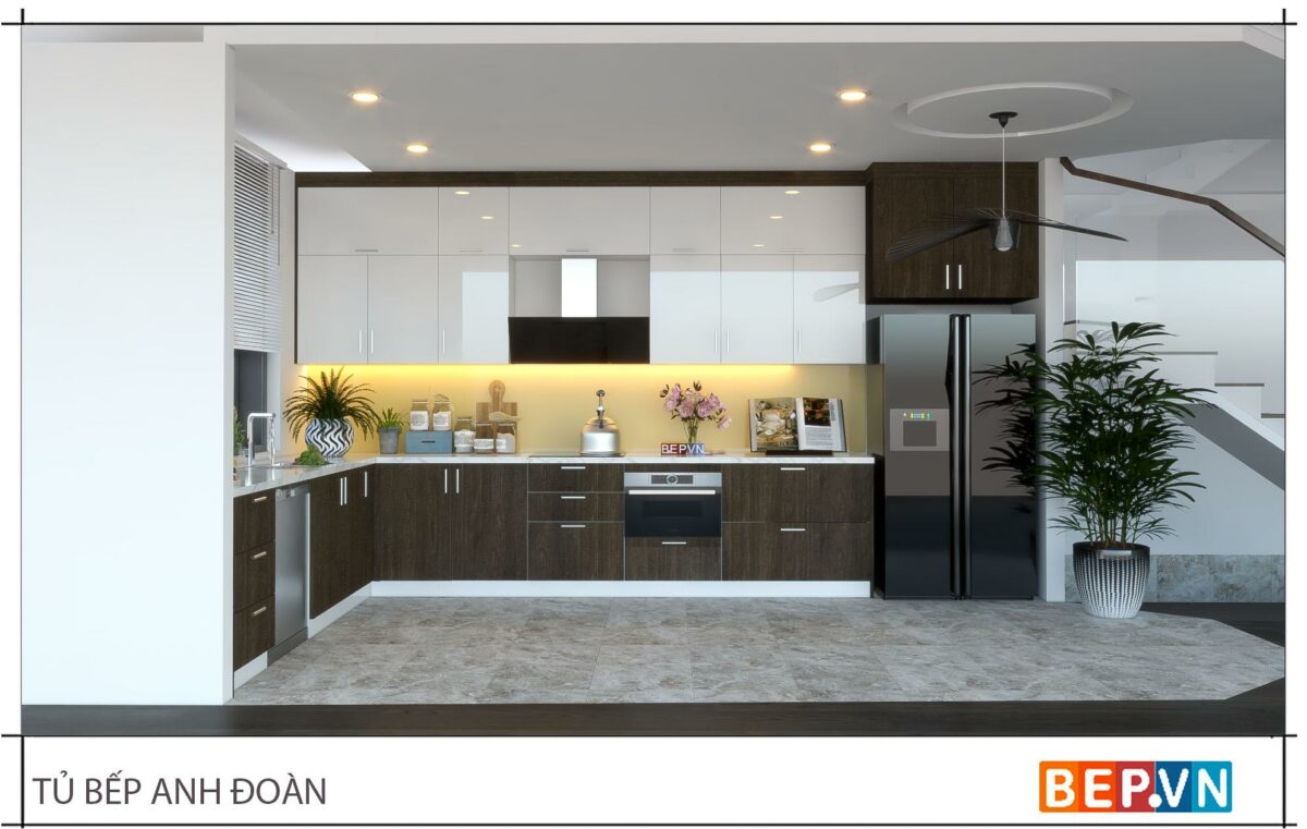 Thiết kế tủ bếp chữ L hiện đại nhà anh Đoàn - Phủ Lý - Hình ảnh 3