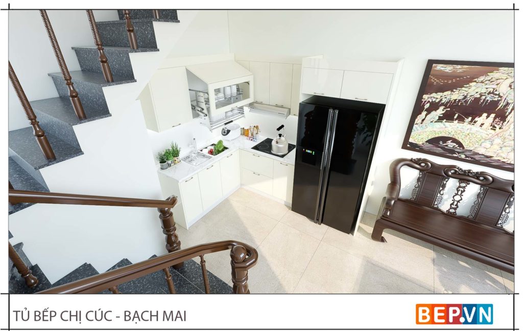 thiết kế tủ bếp nhỏ kiểu chữ L gia đình cô Cúc 1