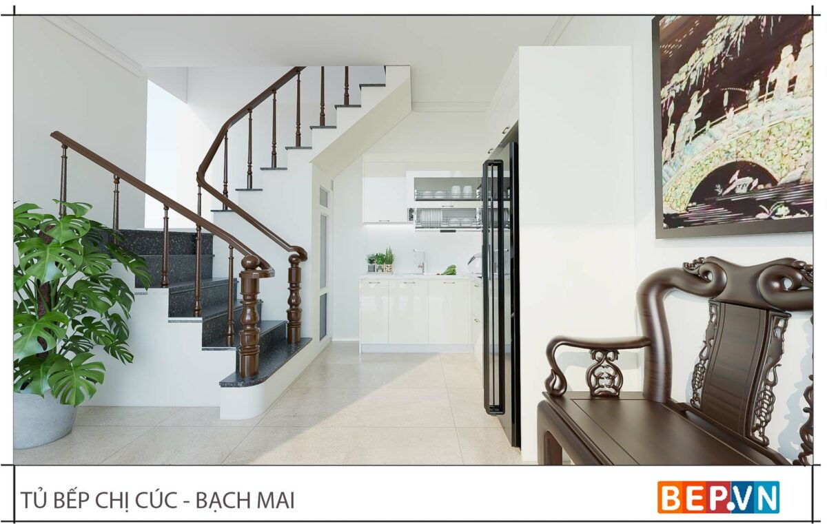 Tủ bếp nhỏ chữ L gia đình chị Cúc - Bạch Mai - Hình ảnh 3