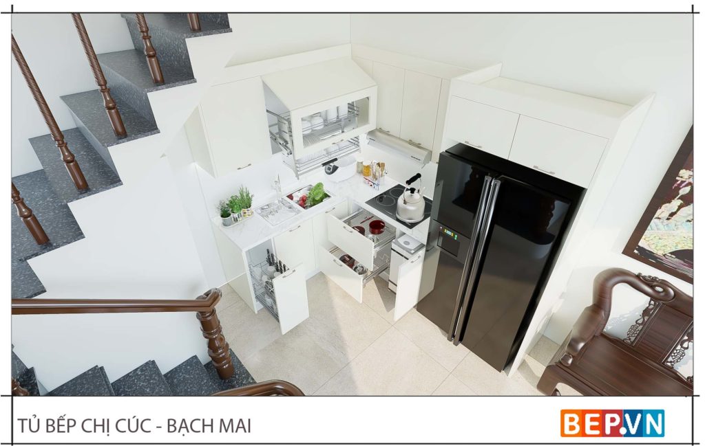 thiết kế tủ bếp nhỏ chữ L gia đình cô Cúc 4