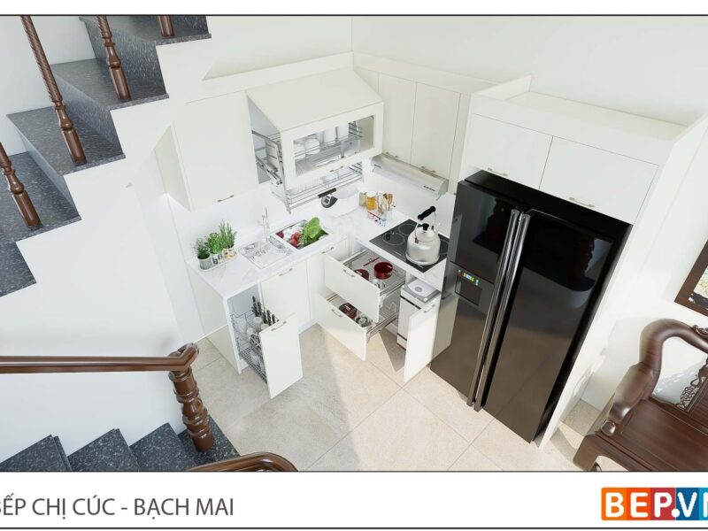 Tủ bếp nhỏ chữ L gia đình chị Cúc - Bạch Mai