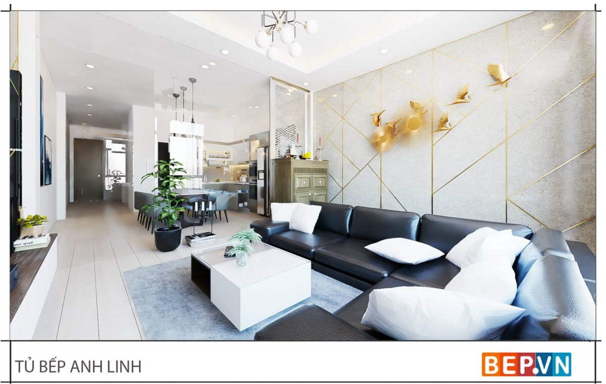Thiết kế tủ bếp chữ L đẹp hiện đại gia đình anh Linh - Đại Mỗ - Hình ảnh 4