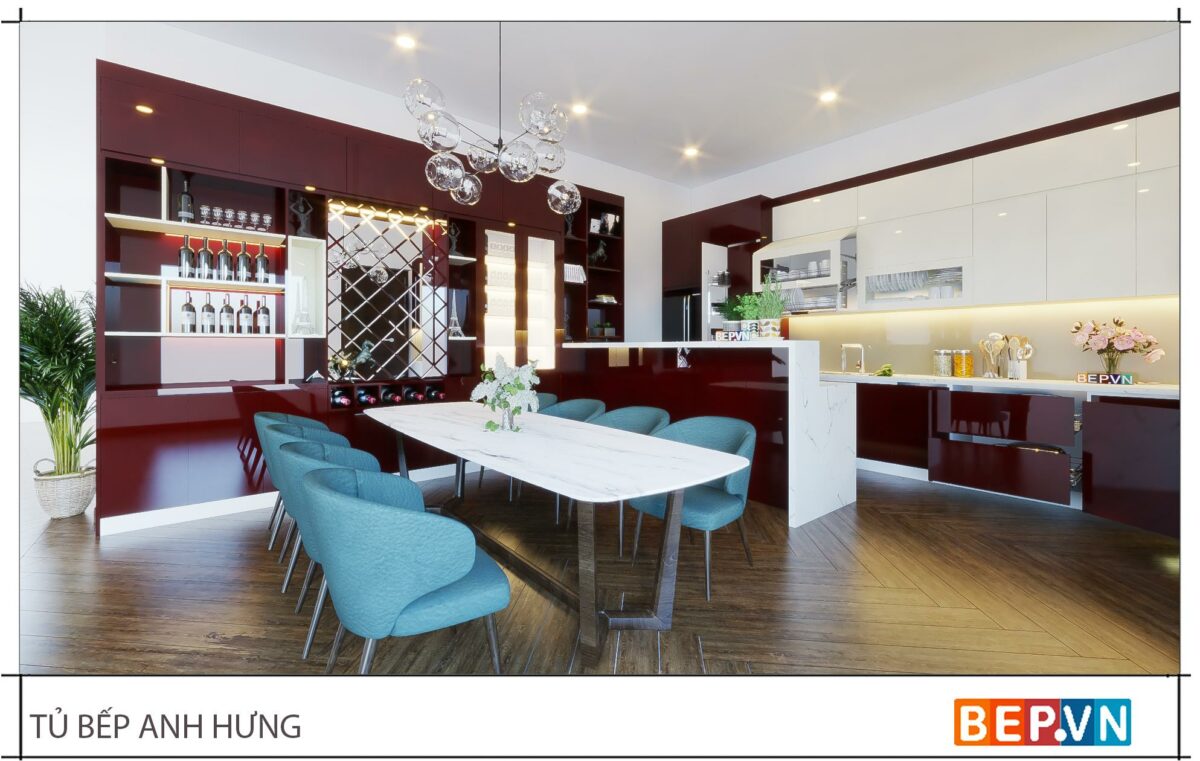 Thiết kế tủ bếp chữ L đẹp, sang trọng gia đình anh Hưng - Ninh Bình - Hình ảnh 5
