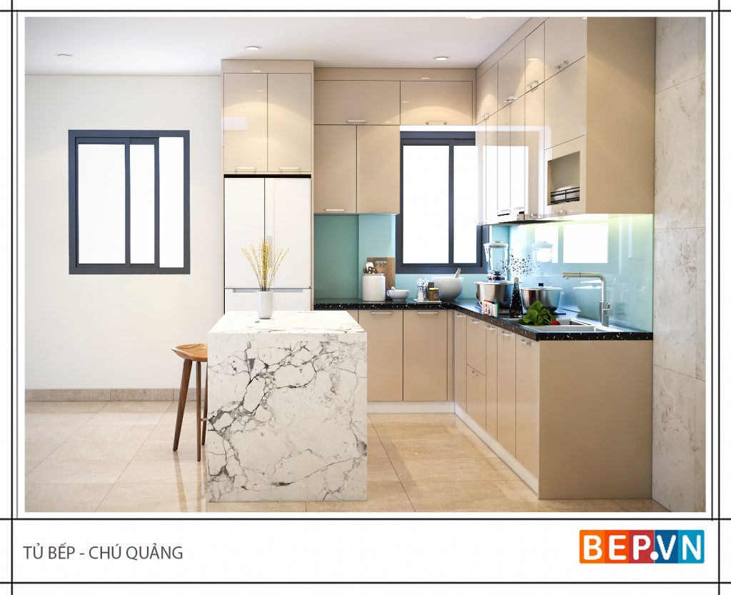 Thiết kế tủ bếp chữ L gia đình chú Quảng Thiết kế tủ bếp chữ L gia đình chú Quảng