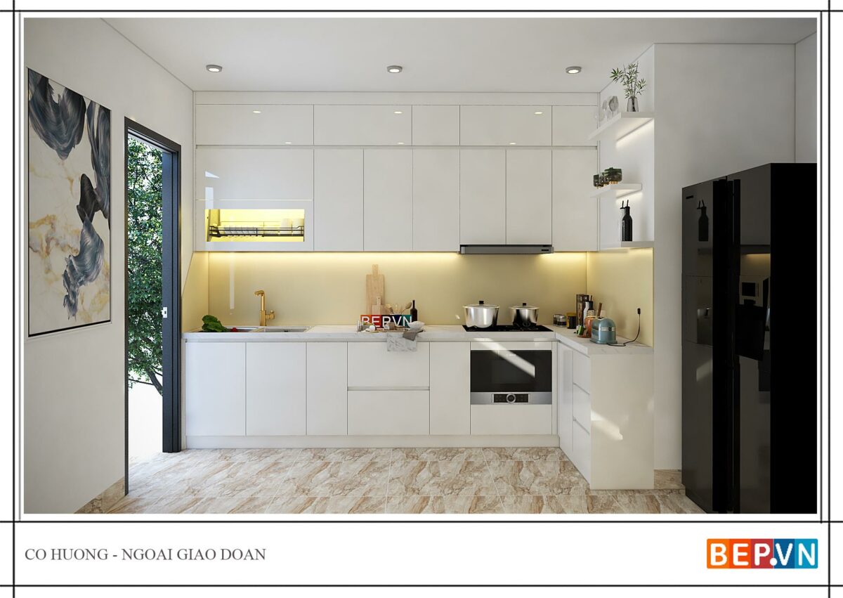 Tủ bếp chữ L hiện đại gia đình cô Hương - Ngoại Giao Đoàn