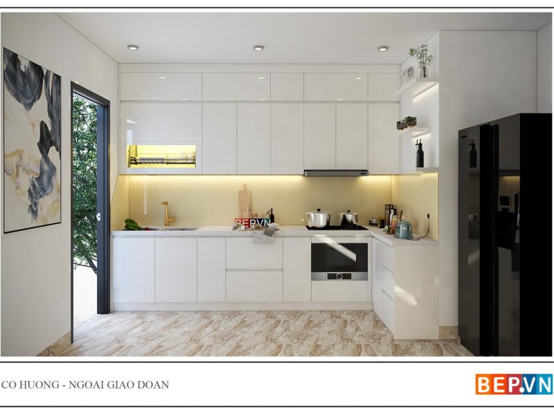 Tủ bếp chữ L hiện đại gia đình cô Hương - Ngoại Giao Đoàn