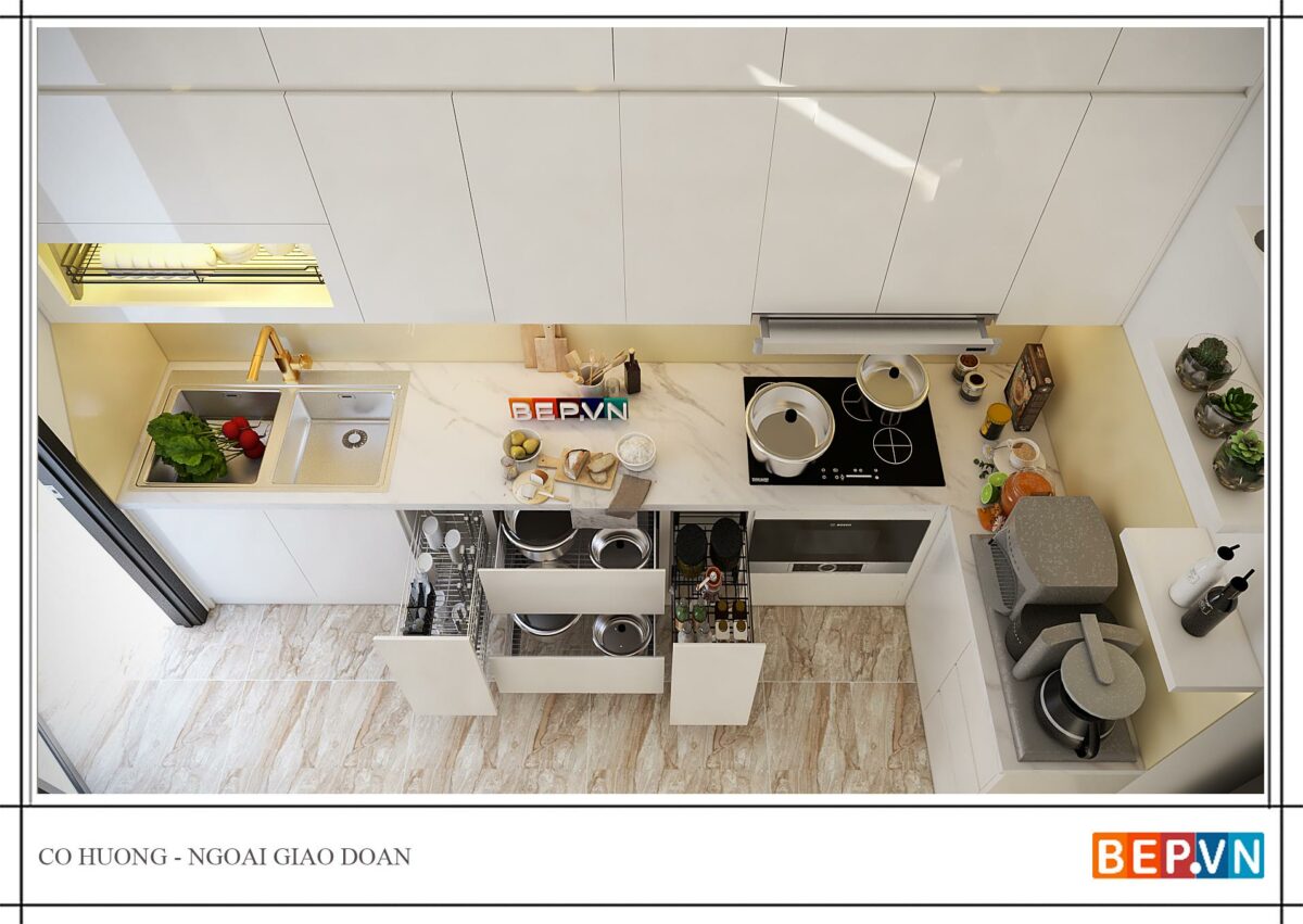 Tủ bếp chữ L hiện đại gia đình cô Hương - Ngoại Giao Đoàn - Ảnh 3