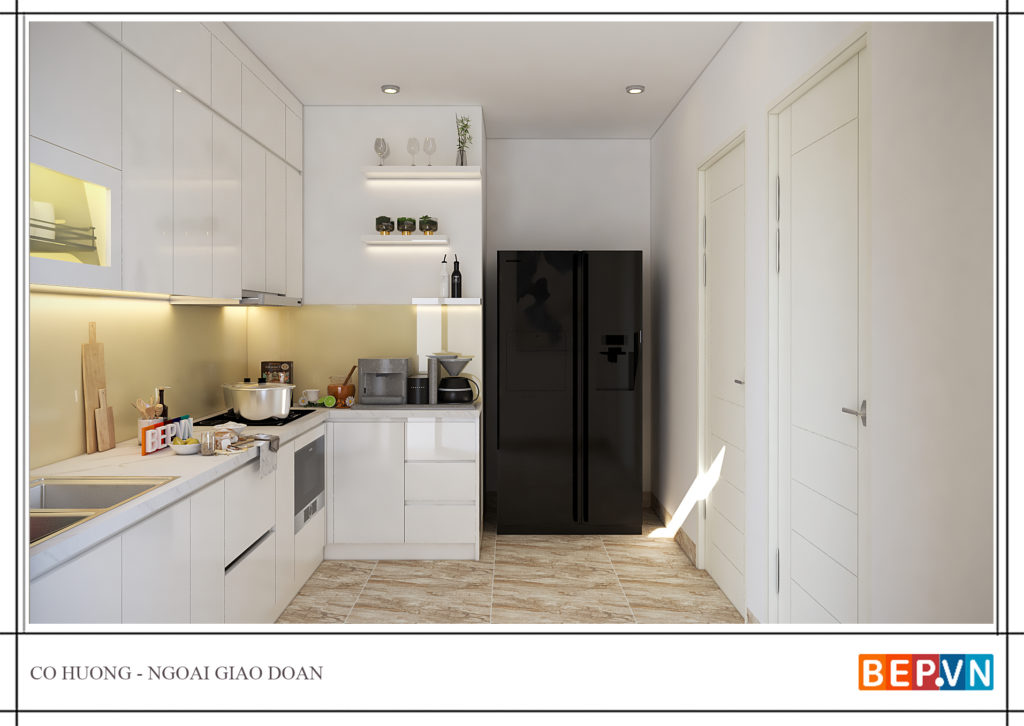 thiết kế tủ bếp chữ L đẹp hiện đại