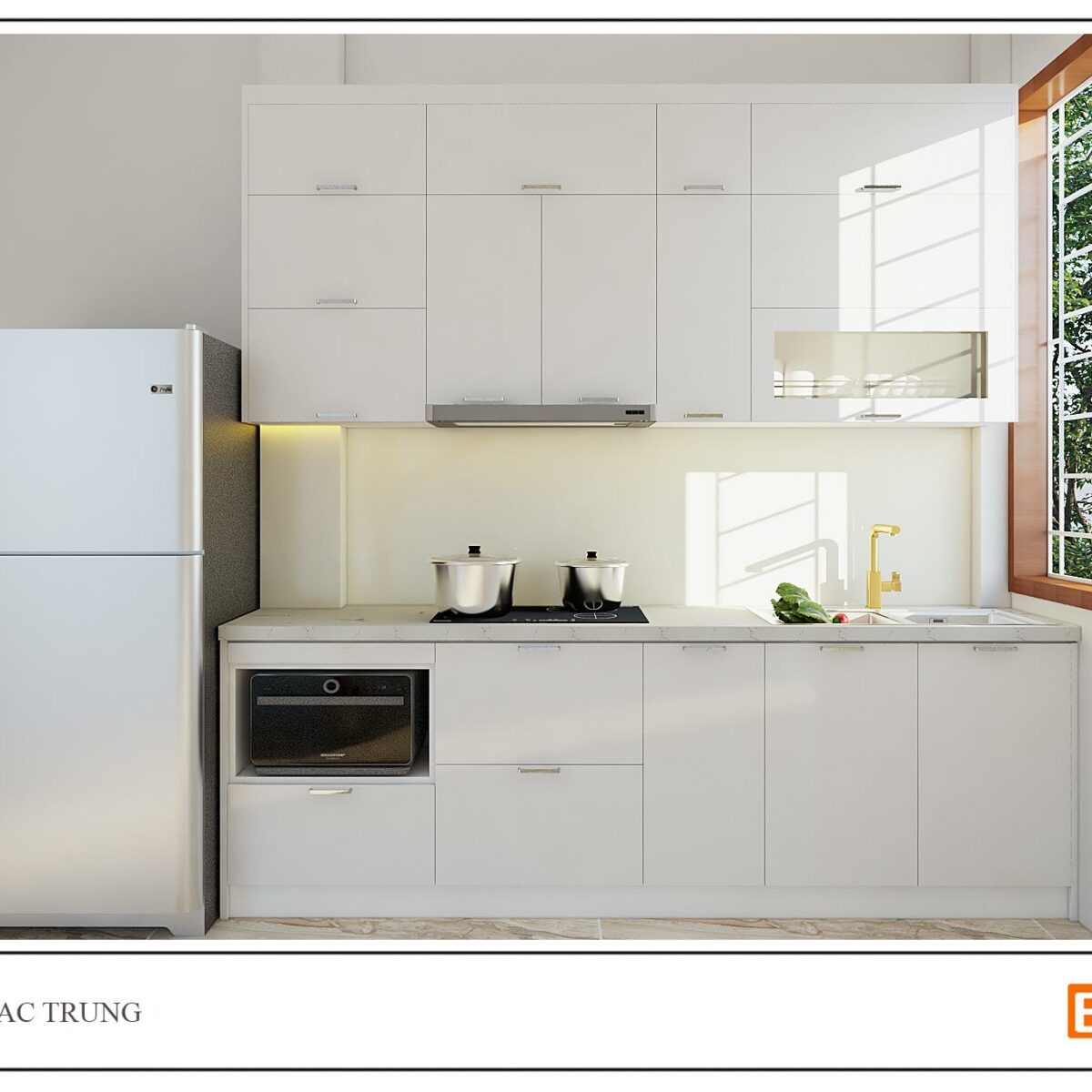 Tủ bếp chữ i cho nhà bếp nhỏ anh Hòa - Lạc Trung