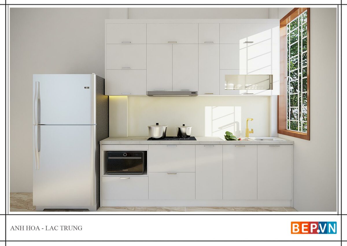 Tủ bếp chữ i cho nhà bếp nhỏ anh Hòa - Lạc Trung