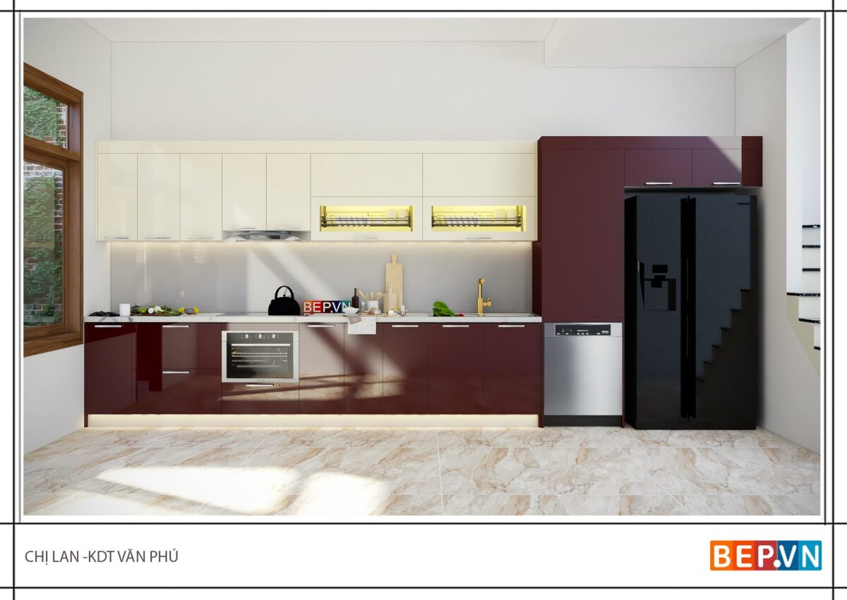 Thiết kế tủ bếp chữ i đẹp gia đình chị Lan - KĐT Văn Phú - Hình ảnh 3
