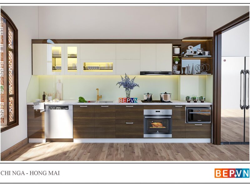 Tủ bếp chữ i đẹp gia đình chị Nga - Hồng Mai