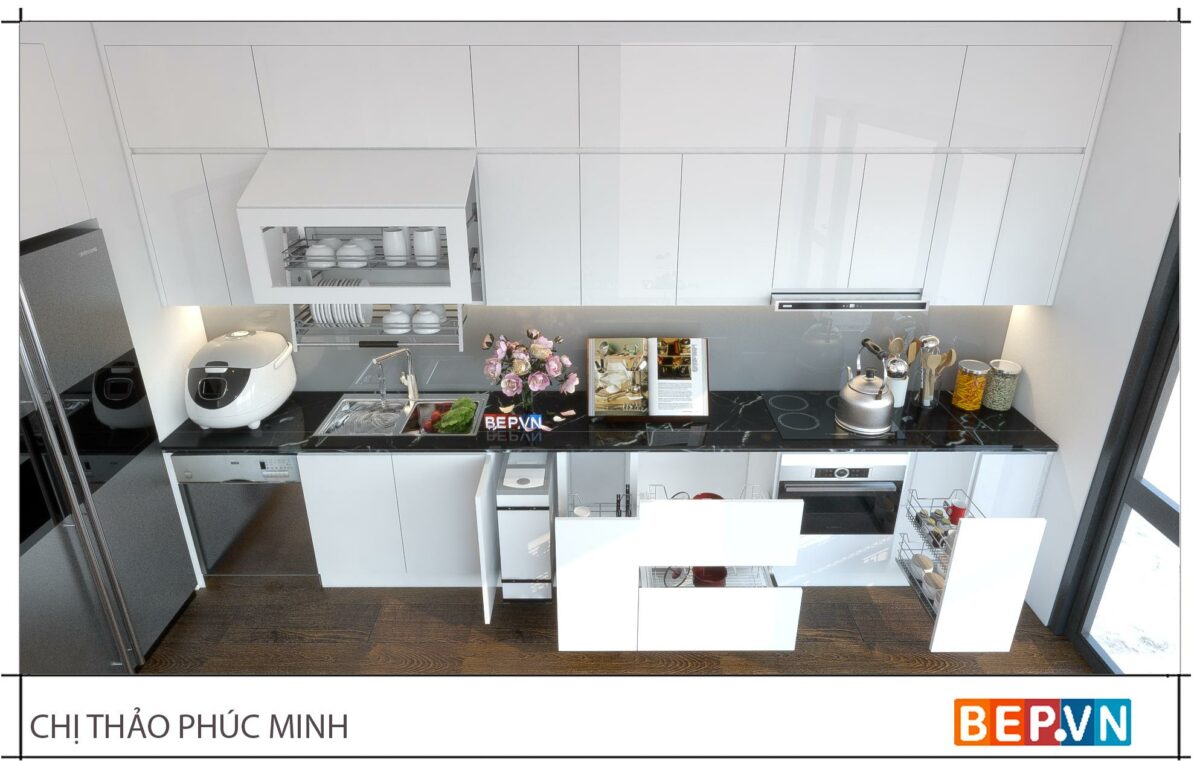 Thiết kế tủ bếp chữ i đẹp hiện đại gia đình chị Thảo - phố Phúc Minh - Hình ảnh 2