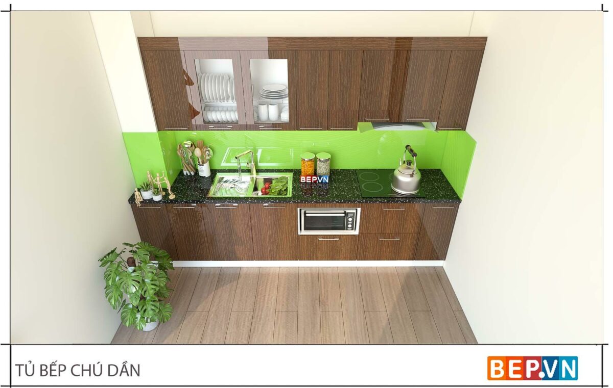 Thiết kế tủ bếp chữ i đẹp hiện nhà chú Dần - Giáp Bát - Hình ảnh 2