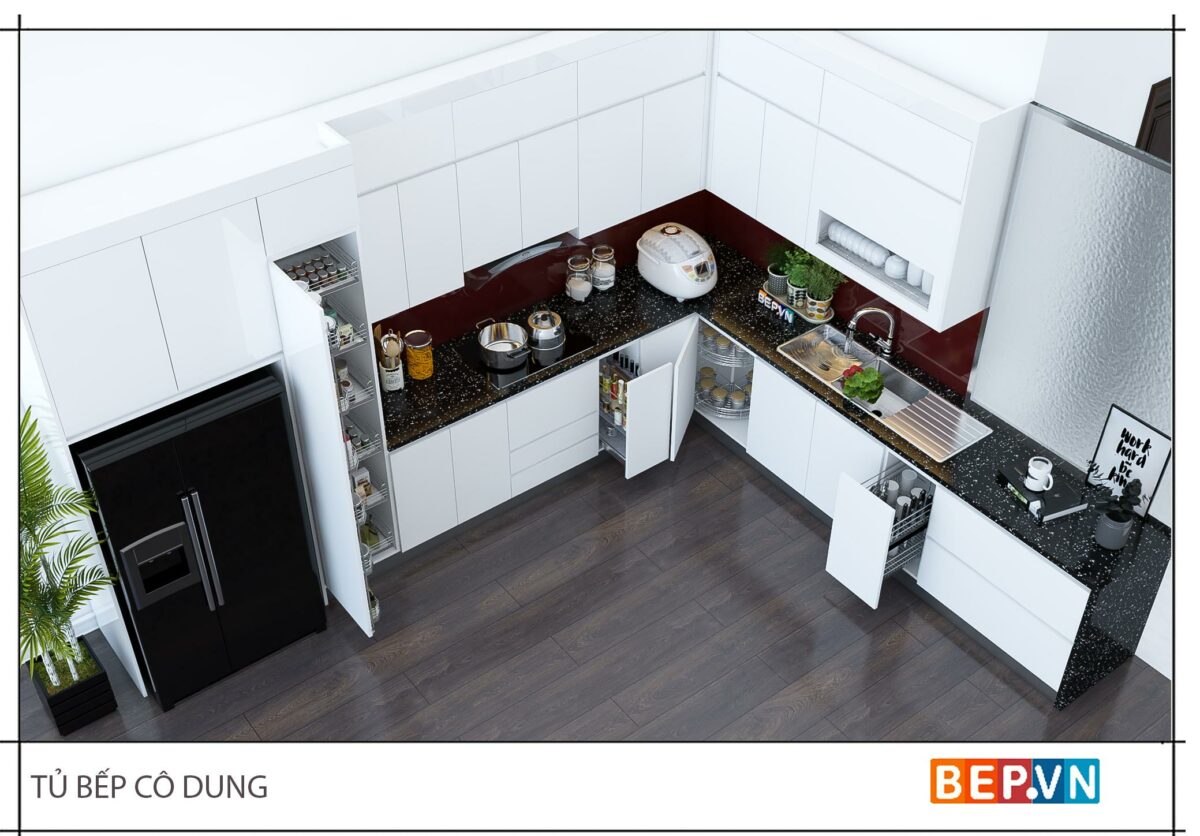 Thiết kế tủ bếp chữ L đẹp tinh tế gia đình cô Dung - Thượng Đình - Hình ảnh 2
