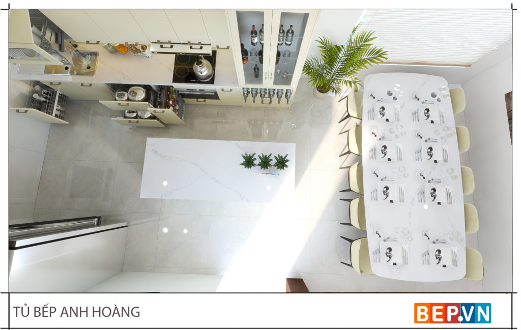 thiết kế tủ bếp chữ i hiện đại gia đình anh Hoàng 3