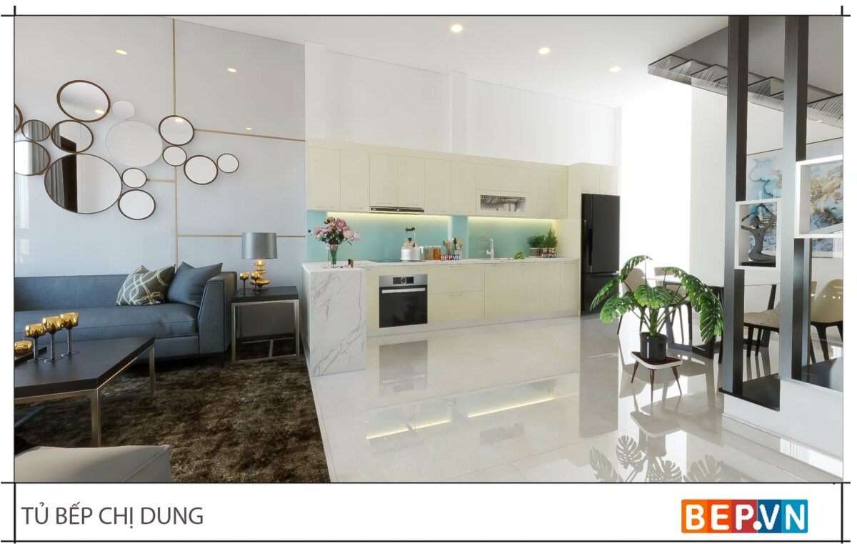 Thiết kế tủ bếp chữ L đẹp hiện đại gia đình chị Dung - Như Quỳnh - Hình ảnh 2