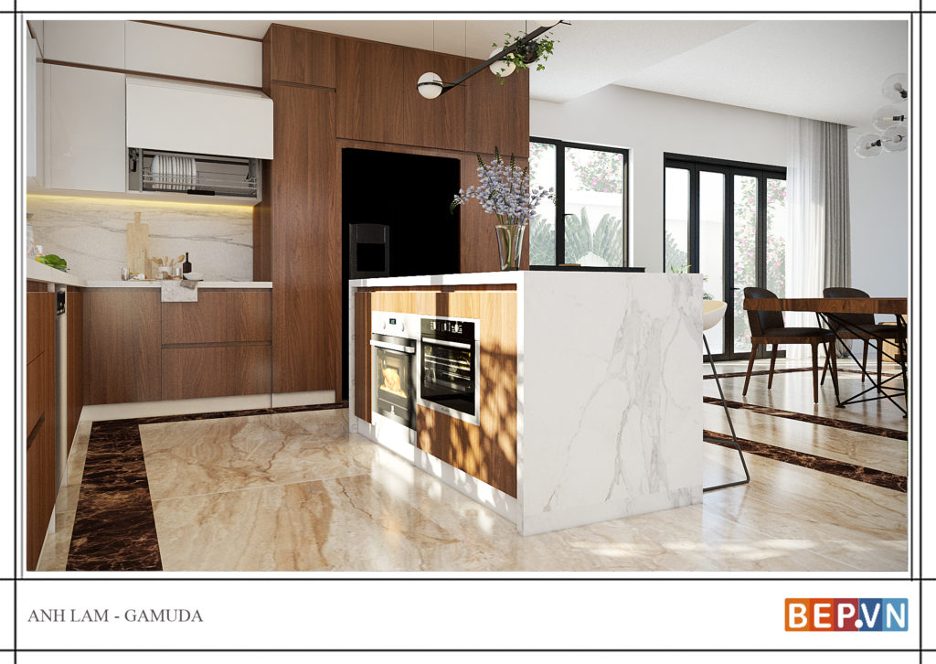thiết kế tủ bếp chữ l đẹp hiện đại